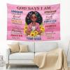 Ahvwhv Customized African American Women Tapestry - Personalized Name Gifts for Black Girl, Black Girl God Says I Am Bible Quotes Inspiring Wall Decor for Bedroom Dorm view 4