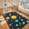 Kossmjx Outer Space Rugs for Kids - 812 Education Learning Classroom Space Rug for Boys Girls Kids Galaxy Solar System Theme Area Rugs Oversized Washable view 2