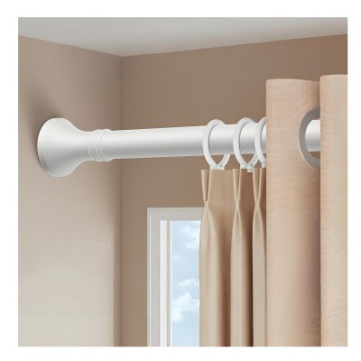 Adjustable Shower Curtain Rod 3ft 4ft 9ft 14ft 16ft, Stainless Steel No Drilling Heavy Duty Long Tension Telescoping Rod Spring Tension for Bathroom Windows(White,4.1-5m/162"-196")