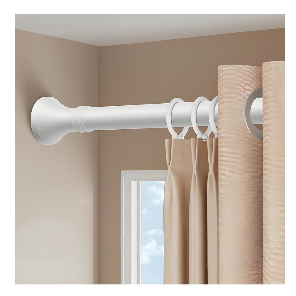 Adjustable Shower Curtain Rod 3ft 4ft 9ft 14ft 16ft, Stainless Steel No Drilling Heavy Duty Long Tension Telescoping Rod Spring Tension for Bathroom Windows(White,4.1-5m/162"-196")