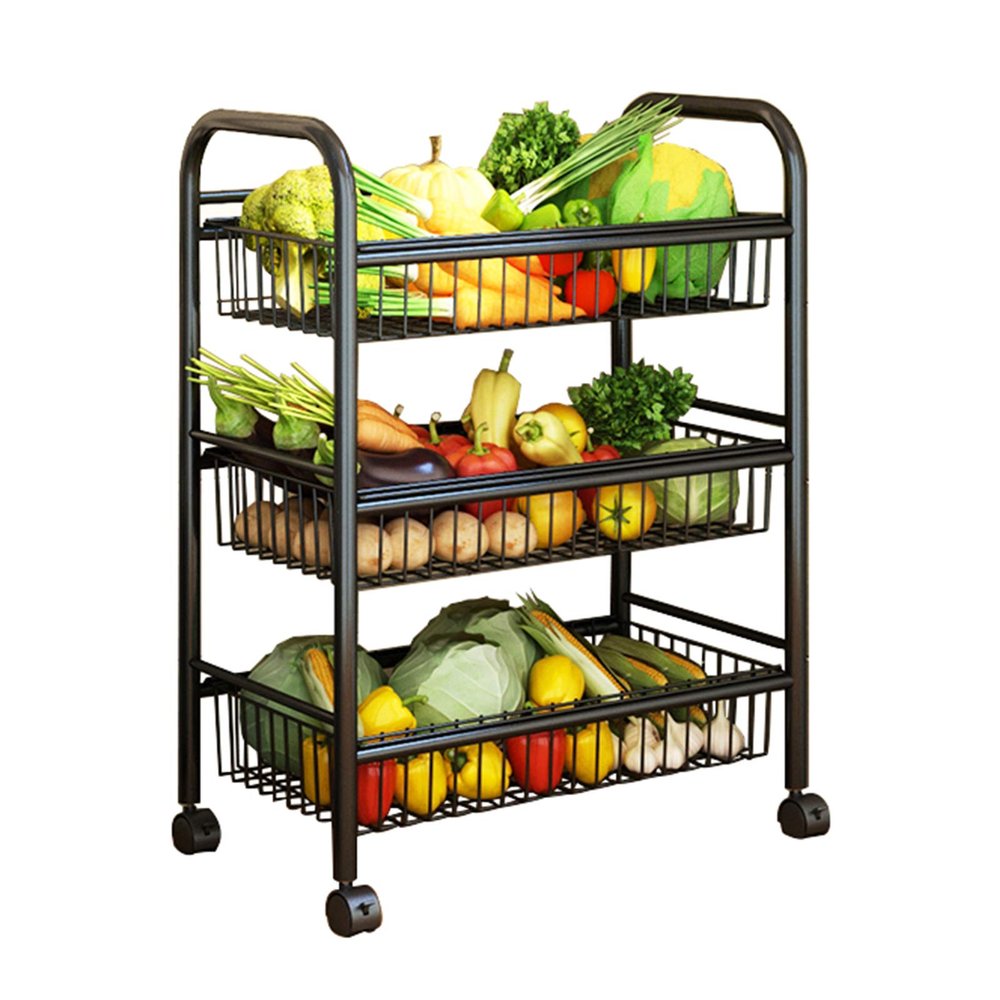 iumLeap with Removable Mesh Basket Carbon Steel Organizer Rack for Kitchen/Garage/Bathroom/Laundry - Easy to Assemble, 3-Tier