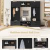 4-In-1 Detachable Hall Tree with Storage Cabinet, 7 Hooks, Garage Lockers Shoe Bench Coat Rack for Entryway, Mudroom Organizer with Drawers and Cubbies, Farmhouse Style Furniture for Home,Black view 2