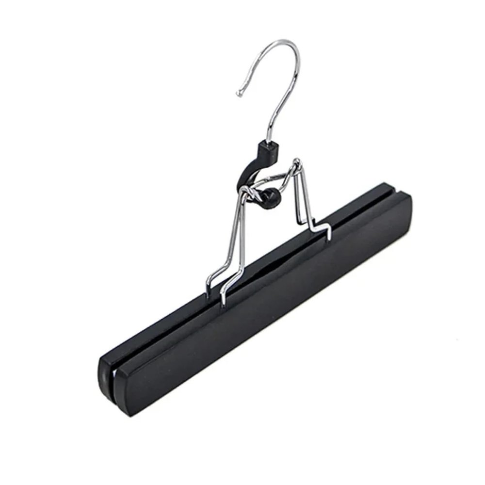 10/20PCS Wooden Pants Hangers,Hanger with Non-Slip Sponge,Non Slip Skirt Racks for Clothes Shorts Slacks(Black,10PCS)