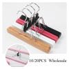 10/20PCS Wooden Pants Hangers,Hanger with Non-Slip Sponge,Non Slip Skirt Racks for Clothes Shorts Slacks(Black,10PCS) view 2