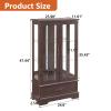 Anwick Glass Curio Cabinet with Adjustable Shelves - 47" Tall Display Cabinet, 2-Door Glass Doors and Drawers, Storage Cabinets/w Bulb for Living Room Home Office (Cherry) view 2