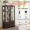 Anwick Glass Curio Cabinet with Adjustable Shelves - 47" Tall Display Cabinet, 2-Door Glass Doors and Drawers, Storage Cabinets/w Bulb for Living Room Home Office (Cherry) view 3