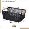 Pack Of Four Plastic Mesh Baskets With Wooden Handles, Storable Bins For Snacks, Fruits, And Cosmetics, Versatile For Kitchen Pantry, Size 10.87.34.8 view 4
