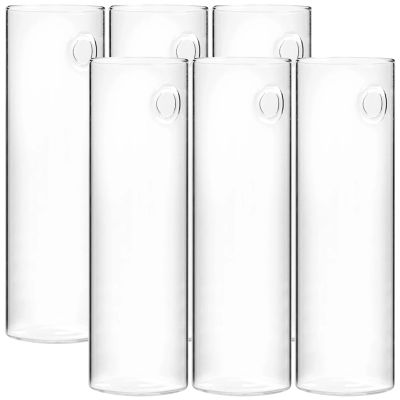 6 Pcs Wall-Mounted Glass, Hydroponic Decor Vases, Transparent Cylinder Design With Invisible Hangers, Ideal For Home And Office