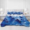 BketraquerC Twin Quilt Set,Watercolor Blue Christmas Tree Lightweight Soft Microfiber Summer Bedspread Coverlet with 2 Pillow Shams,Winter Snowflake 3 Piece Bedding Set for All Seasons view 1