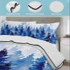 BketraquerC Twin Quilt Set,Watercolor Blue Christmas Tree Lightweight Soft Microfiber Summer Bedspread Coverlet with 2 Pillow Shams,Winter Snowflake 3 Piece Bedding Set for All Seasons view 2