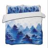 BketraquerC Twin Quilt Set,Watercolor Blue Christmas Tree Lightweight Soft Microfiber Summer Bedspread Coverlet with 2 Pillow Shams,Winter Snowflake 3 Piece Bedding Set for All Seasons view 3