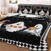 BketraquerC Twin Quilt Set,Halloween Ghost Pumpkin Witch Hat Lightweight Soft Microfiber Summer Bedspread Coverlet with 2 Pillow Shams,Black Checker Dead Trees 3 Piece Bedding Set for All Seasons view 4