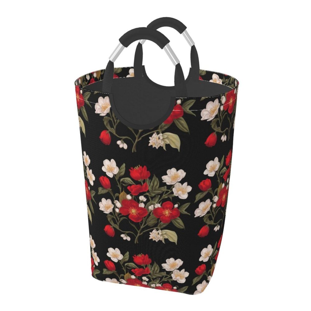 Cherry Blossoms Foldable storage bag, 50L capacity, suitable for laundry room, dormitory bedroom, dirty clothes storage basket.