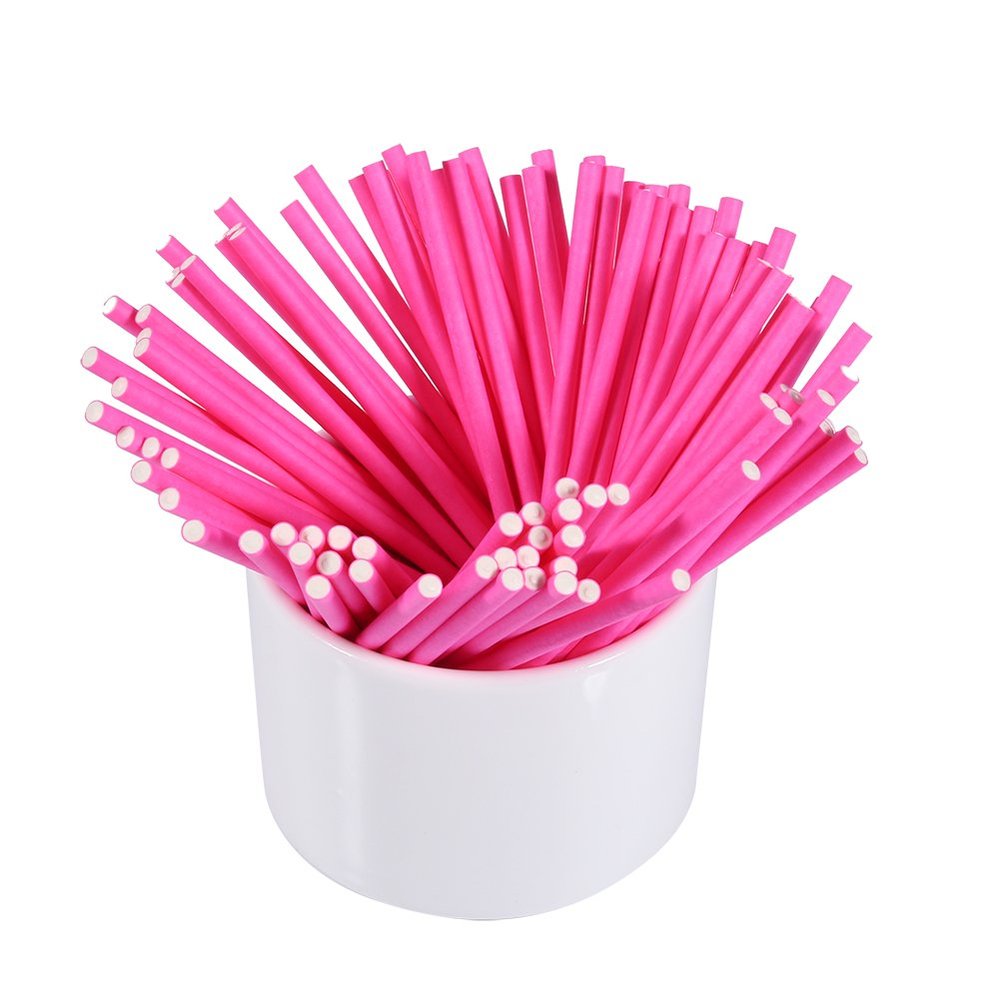 Eujgoov 100 Pcs Chocolate Candy Bars Sticks Cake Pop Sticks 10CM for Candy Sweet Chocolate DIY Making (Pink)