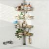 KEGII Shower Caddy Tension Pole, 4-Tier Rustproof Adjustable Corner Bathroom Organizer for Renters, 25114.2 Inch No Drill Space-Saving Shower Storage Rack, Silver Gray view 1