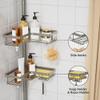 KEGII Shower Caddy Tension Pole, 4-Tier Rustproof Adjustable Corner Bathroom Organizer for Renters, 25114.2 Inch No Drill Space-Saving Shower Storage Rack, Silver Gray view 3