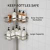 KEGII Shower Caddy Tension Pole, 4-Tier Rustproof Adjustable Corner Bathroom Organizer for Renters, 25114.2 Inch No Drill Space-Saving Shower Storage Rack, Silver Gray view 4