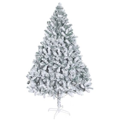 6.9ft White Flocked Artificial Christmas Tree, Snowy Pencil Tree with Realistic PVC Branches, Slim Winter Holiday Decoration, Easy Assembly for Home, Office, Party Decor (White)