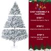 6.9ft White Flocked Artificial Christmas Tree, Snowy Pencil Tree with Realistic PVC Branches, Slim Winter Holiday Decoration, Easy Assembly for Home, Office, Party Decor (White) view 4