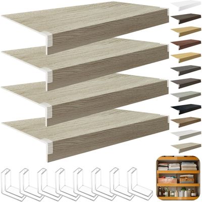 4 Pcs Wire Rack Covers for Pantry, 16x12x2.5 in PVC Wire Shelf Cover, Removable Closet Decoration Shelf Liners (Not Wood) for Kitchen Bathroom Shelving, Durable Moisture Resistant Shelves, Colors#27