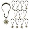 MOROBOR Shower Curtain Hook, 12 Pcs Moon&Sun Waterproof Creative Utility Rolling Shower Curtain Hanger Decorative Shower Curtain Hooks for Bedroom Living Room Bathroom Shower Rods/Bronze view 1