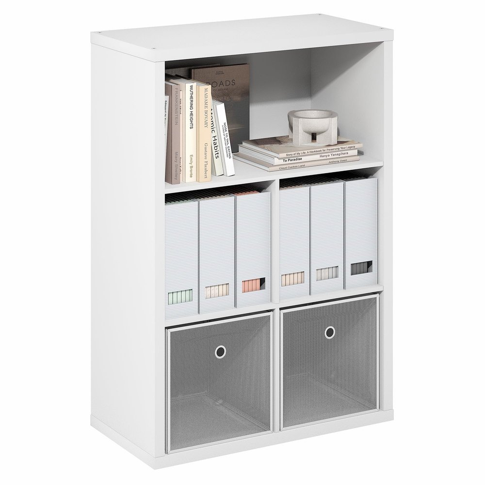 Furinno Cubicle Book Shelf, 5-Cube Bookshelf, Extra Thick Frame Cube Storage Organizer Bookcase with Closed Back, 15.3 x 29.9 x 43.3, for Living Room, Bedroom, Home Office, White