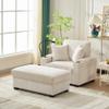 55" Oversized Chaise Lounge Chair Indoor with Ottoman and Storage,with Cup Holder,Mobile Phone Stand&USB Charging Port,for Living Room, Bedroom (Beige + Fabric + Foam) view 1