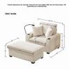 55" Oversized Chaise Lounge Chair Indoor with Ottoman and Storage,with Cup Holder,Mobile Phone Stand&USB Charging Port,for Living Room, Bedroom (Beige + Fabric + Foam) view 2