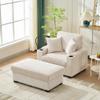 55" Oversized Chaise Lounge Chair Indoor with Ottoman and Storage,with Cup Holder,Mobile Phone Stand&USB Charging Port,for Living Room, Bedroom (Beige + Fabric + Foam) view 3