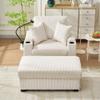 55" Oversized Chaise Lounge Chair Indoor with Ottoman and Storage,with Cup Holder,Mobile Phone Stand&USB Charging Port,for Living Room, Bedroom (Beige + Fabric + Foam) view 4
