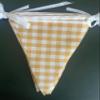 16 Meters 52ft Yellow White Cotton Checkered Banner Double Sided Fabric Gingham Pennant Bunting Triangle Flags Party Decoration for Picnic Birthday Carnival view 2