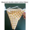 16 Meters 52ft Yellow White Cotton Checkered Banner Double Sided Fabric Gingham Pennant Bunting Triangle Flags Party Decoration for Picnic Birthday Carnival view 3
