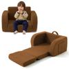 MuaMelop Toddler Chair, 2-in-1 Foldable Kids Couch for 1-3 Years Old, Brown view 1
