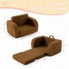 MuaMelop Toddler Chair, 2-in-1 Foldable Kids Couch for 1-3 Years Old, Brown view 3