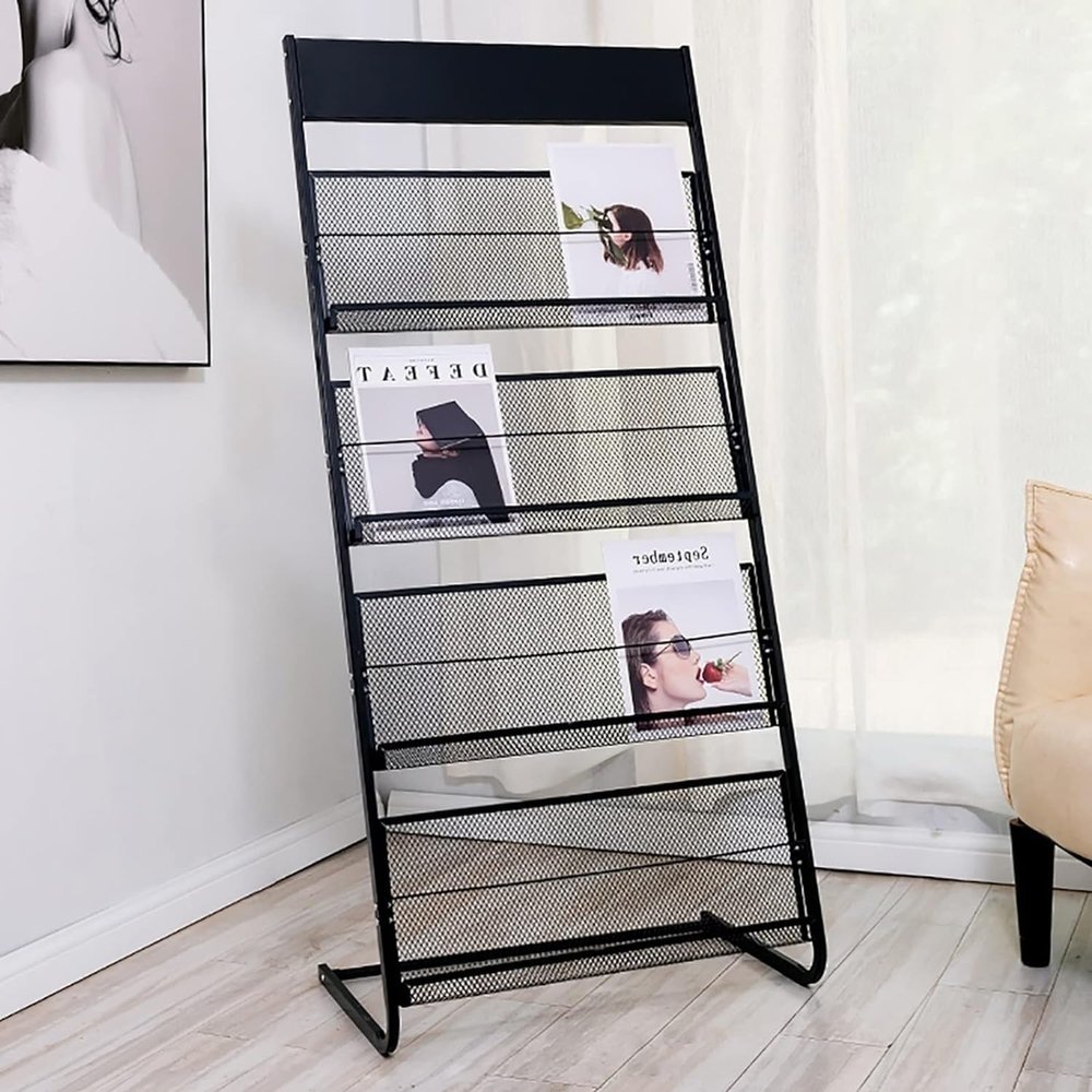 YXEDPBF Floor standing magazine rack Magazine Rack Floor Standing Magazine Holder Metal Brochure Holder For Waiting Room School Multi-purpose display rack