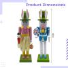 Easter Bunny Nutcracker Wooden 2 Pcs, 12.1 in (30.8 Cm) Decor and Light Blue, Traditional Painted Pine Wood Home Accent Includes view 4