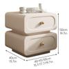2 Drawers Solid Wood Bedside Table Cream Style Night Stand Leather Finish Bedside Table End Tables Storage Cabinet Solid Construction(Gray,45cm) view 2