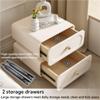 2 Drawers Solid Wood Bedside Table Cream Style Night Stand Leather Finish Bedside Table End Tables Storage Cabinet Solid Construction(Gray,45cm) view 3
