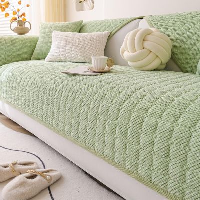 Aphisoft Cozy Quilted Grid Corduroy Thickened Anti-Slip Couch Cover, Simple Striped Corduroy Anti-Scratch Sofa Cover, Universal Furniture Protector for Kid Dog Pet (Matcha, 90 * 160cm/35.4 * 62.9in)