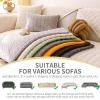 Aphisoft Cozy Quilted Grid Corduroy Thickened Anti-Slip Couch Cover, Simple Striped Corduroy Anti-Scratch Sofa Cover, Universal Furniture Protector for Kid Dog Pet (Matcha, 90 * 160cm/35.4 * 62.9in) view 2