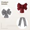 Christmas Bows Large 2 Pcs for Tree Decorations, Ribbon Red and Black/White Plaid Handcrafted, Festive Decor Holiday Wreaths and Gift Wrapping Great for view 2