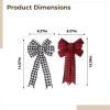 Christmas Bows Large 2 Pcs for Tree Decorations, Ribbon Red and Black/White Plaid Handcrafted, Festive Decor Holiday Wreaths and Gift Wrapping Great for view 4