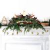 Wreath Christmas Candle Holder, Pine Cone Decorations and Berry Red, Iron Frame 3-Cup, Construction PVC and Iron, Ideal for Decoration Holiday Tabletop view 2
