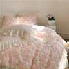 SiJiiEE 3D Rose Lace Frilly Wedding Bed Set Velvet Duvet Cover Pillowcase(OneColor,200X230cm 4pcs) view 2