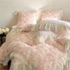 SiJiiEE 3D Rose Lace Frilly Wedding Bed Set Velvet Duvet Cover Pillowcase(OneColor,200X230cm 4pcs) view 3