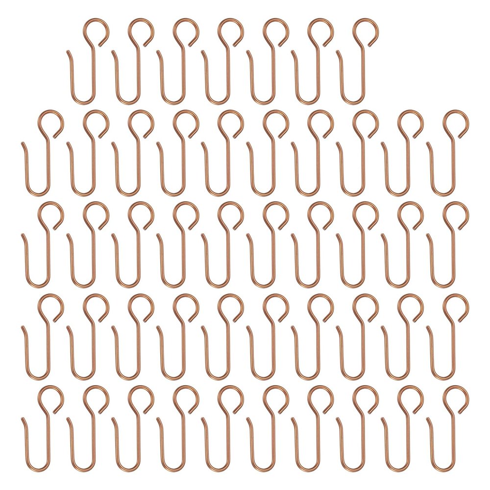 PATIKIL Metal Curtain Track Hooks, 48Pcs S-Shaped Steel Drapery Wire Hook Pins for Ceiling Wall Drape Track Shower Curtains Door Curtains, Rose Gold