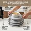 4PCS Microwave Cool Plate with Handles Heat Resistant Bowl Holder Spill Proof Microwave Carrying Tray for Hot Bowls Plates Soup Meals Dishwasher Safe view 2