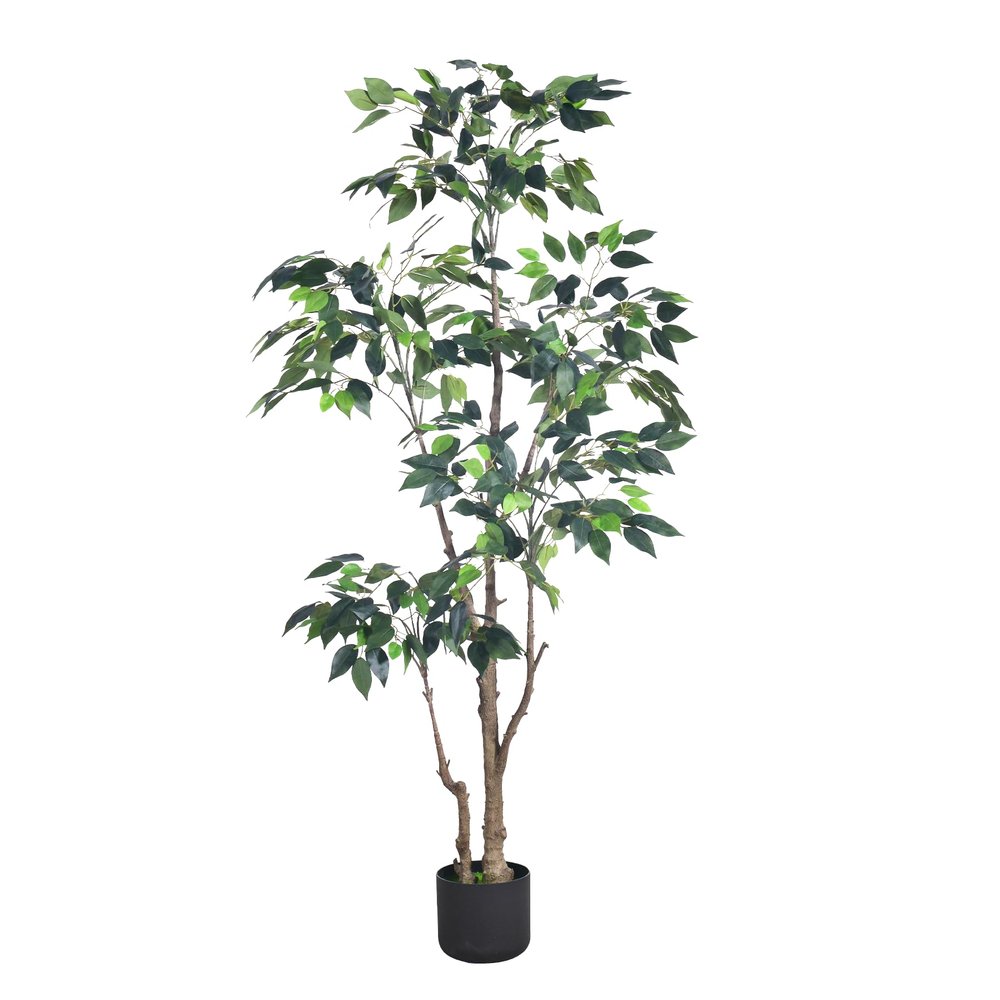 Artificial Ficus Tree 5Ft Faux Plant with Livelike Leaves for Home Decor