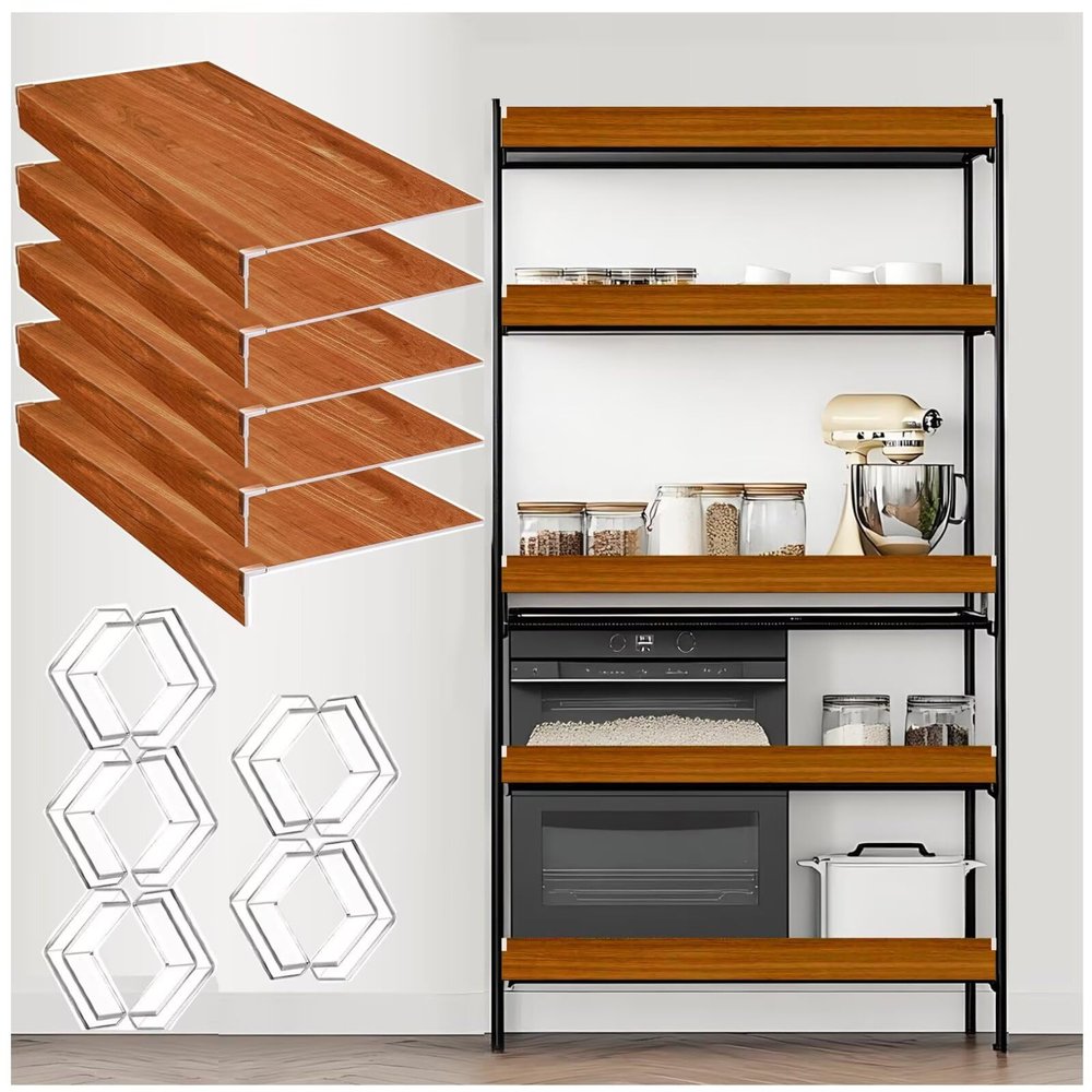 5Pcs Wire Rack Covers for Pantry,47x12x1.6in PVC Covers - Easy Clean Solution for Bathroom & Kitchen Shelving Orange