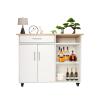 Kitchen Island Cart with Storage, Kitchen Island Cart with Storage, Adjustable Shelf & Towel Rack, Rolling Island Table, Rolling Kitchen Trolley Cart with Brakes for Kitchen,Dinning Room,Black view 1